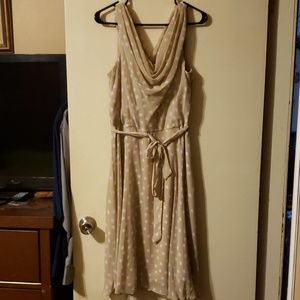 R&K brand Beige dress with white dots.